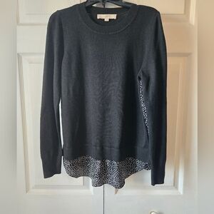 LOFT Black Knit Sweater With Polka Dots on back